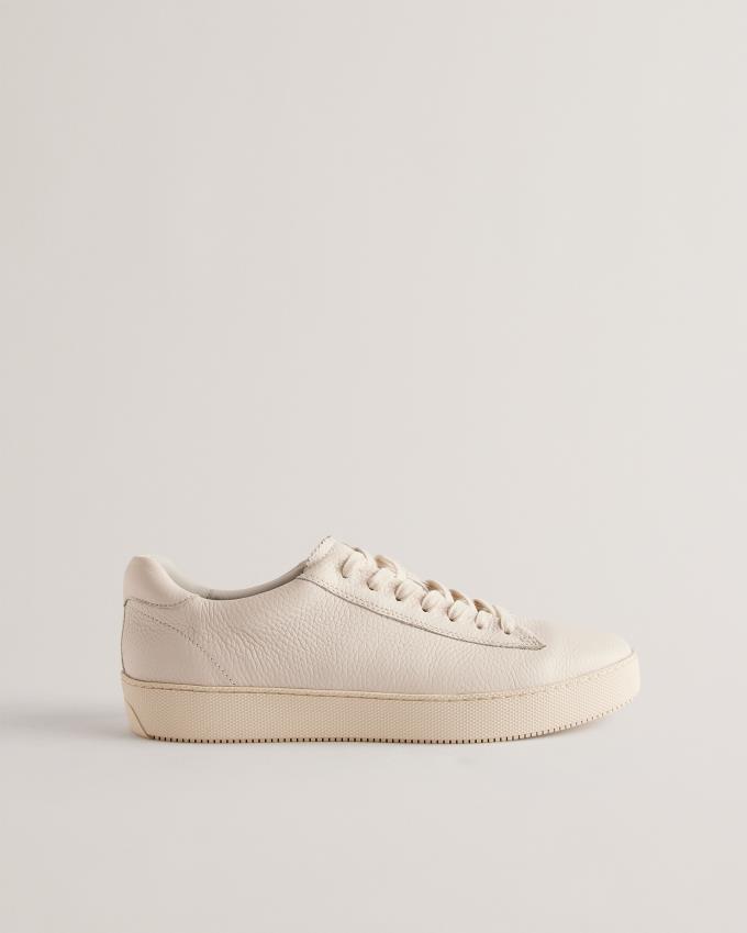 Basket Ted Baker Pebbled Leather Low Top Blanche Homme | XAU-19225780